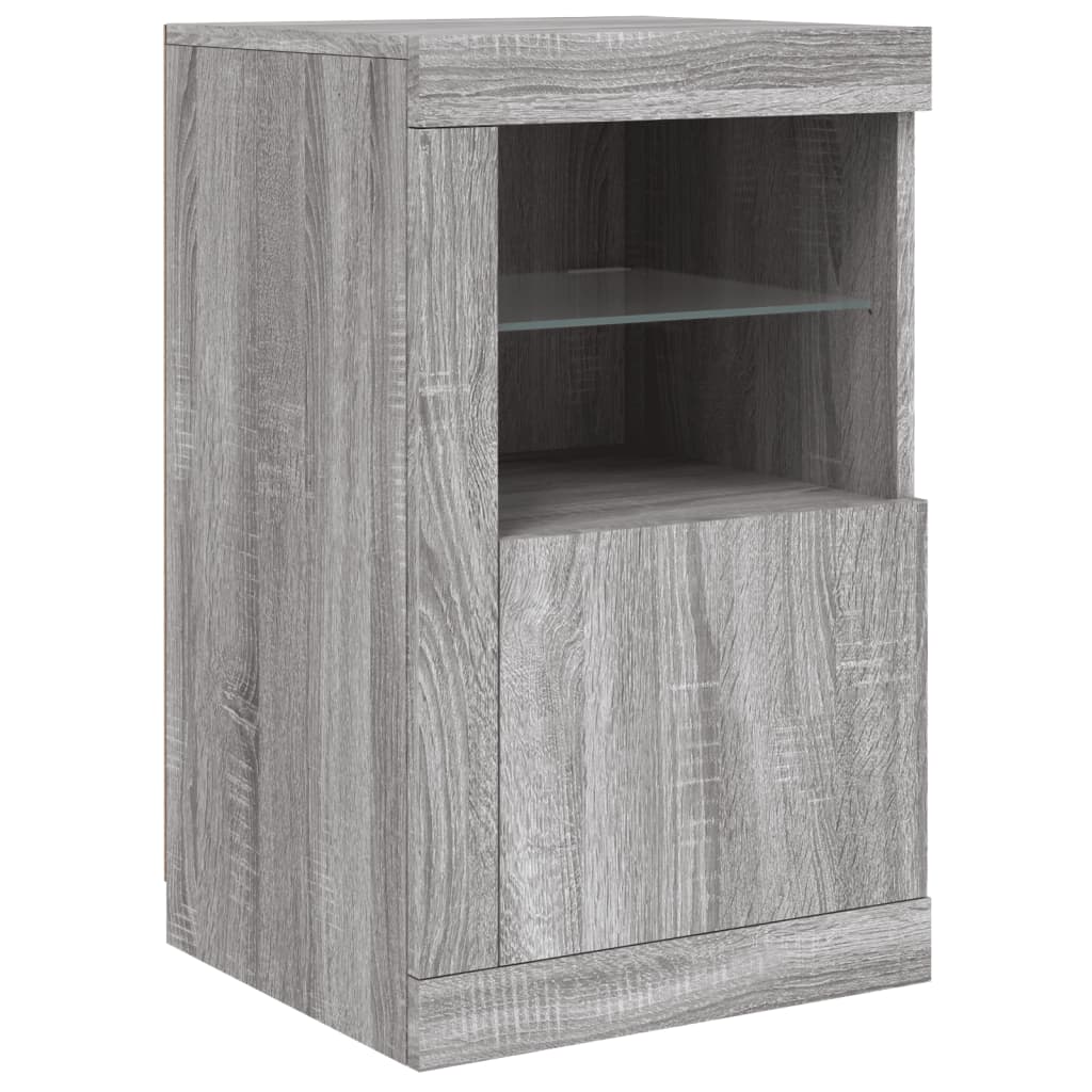 Sideboard with LED Lights Grey Sonoma 142.5x37x67 cm